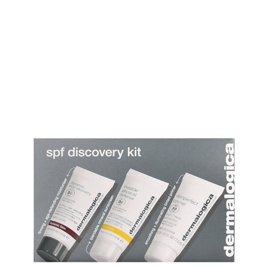 Dermalogica SPF Discovery Kit, three white and orange sunscreen tubes in a boxed set