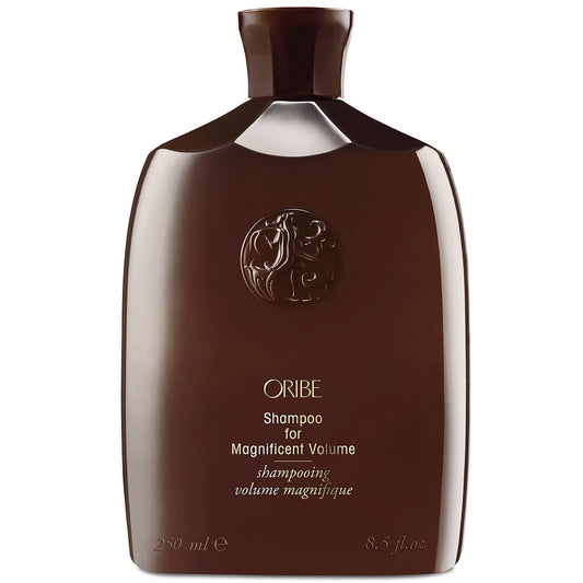Oribe Shampoo for Magnificent Volume 250ml, elegant sculpted dark amber bottle and flip top cap