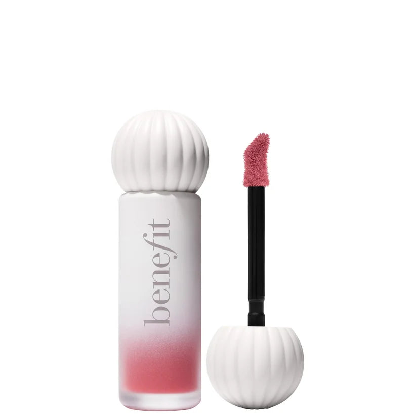 benefit Plushtint Moisturising Matte Lip Tint 16 Fuzzy Slippers slim liquid lipstick tube in a soft coral shade