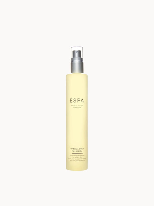 ESPA Optimal Body Tri-Serum 100ml, frosted glass bottle with black spray cap and white label