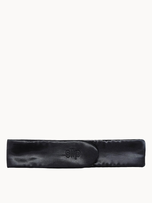 Slip Pure Silk Glam Band Black, smooth black silk headband with hook-and-loop closure