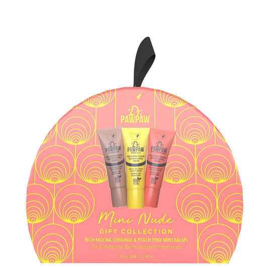 Dr. PAWPAW Mini Nude Gift Set, small box with three mini balm pots in nude tones and Dr. PAWPAW branding