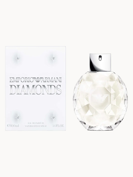 Armani Diamonds Eau de Parfum 100ml faceted clear glass perfume bottle with silver cap