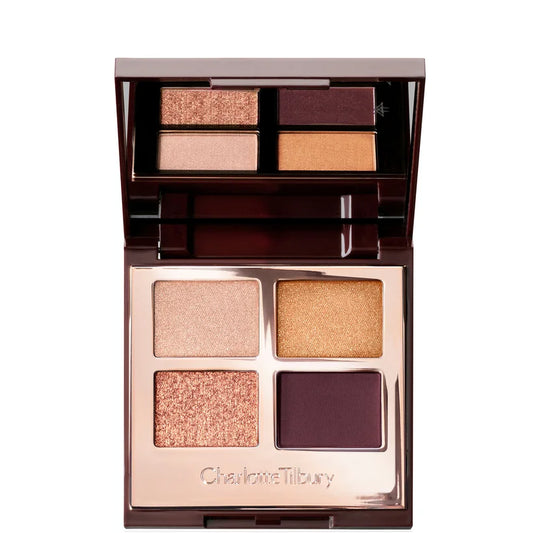 Charlotte Tilbury Luxury Palette The Queen of Glow square rose gold eyeshadow quad with mirror