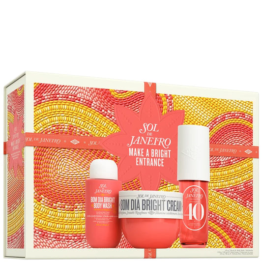 Sol de Janeiro Make A Bright Entrance vibrant multi-piece gift set in bold branded packaging