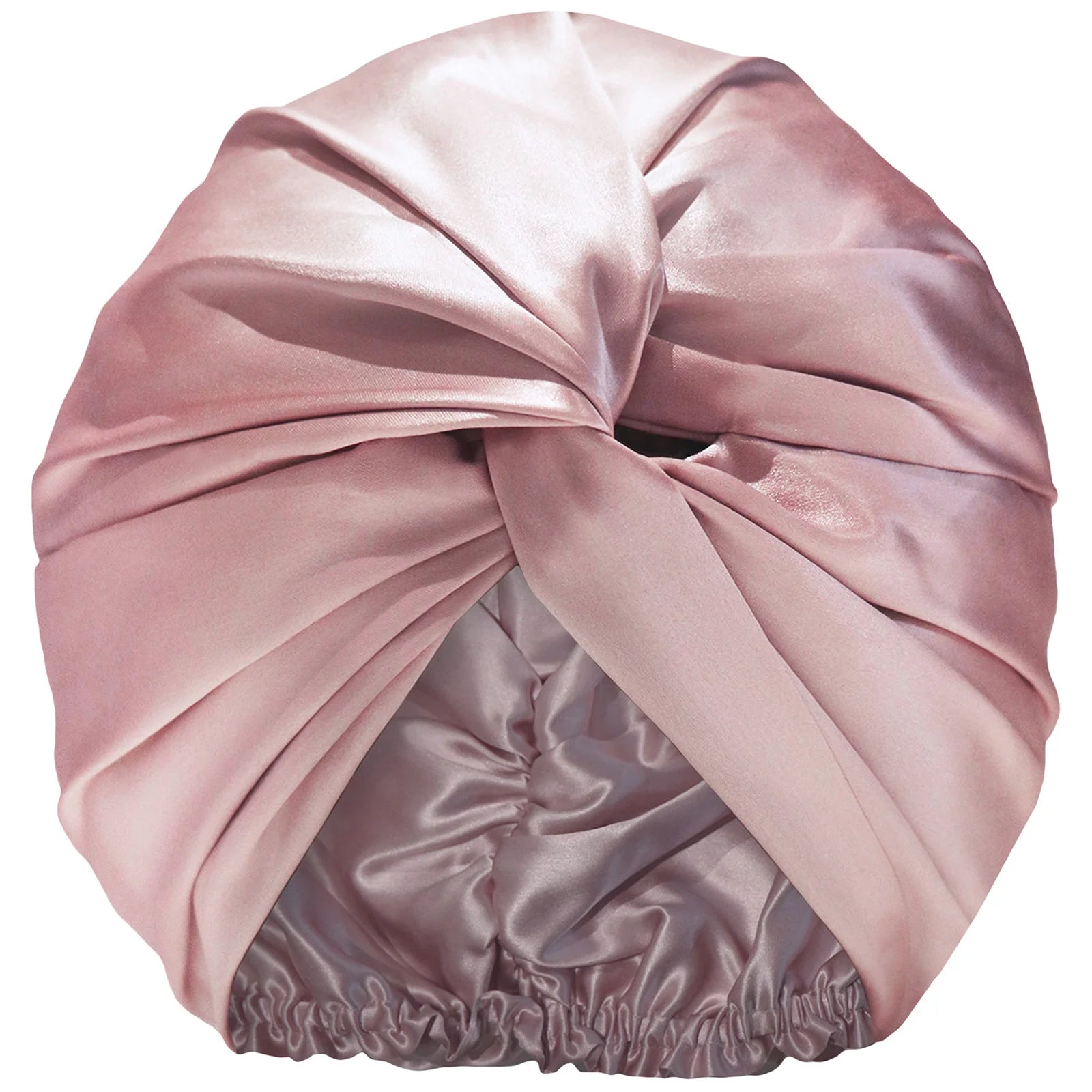 Slip Pure Silk Turban – luxurious soft pink silk turban with elasticated band, designed to protect hair from friction and reduce frizz while sleeping