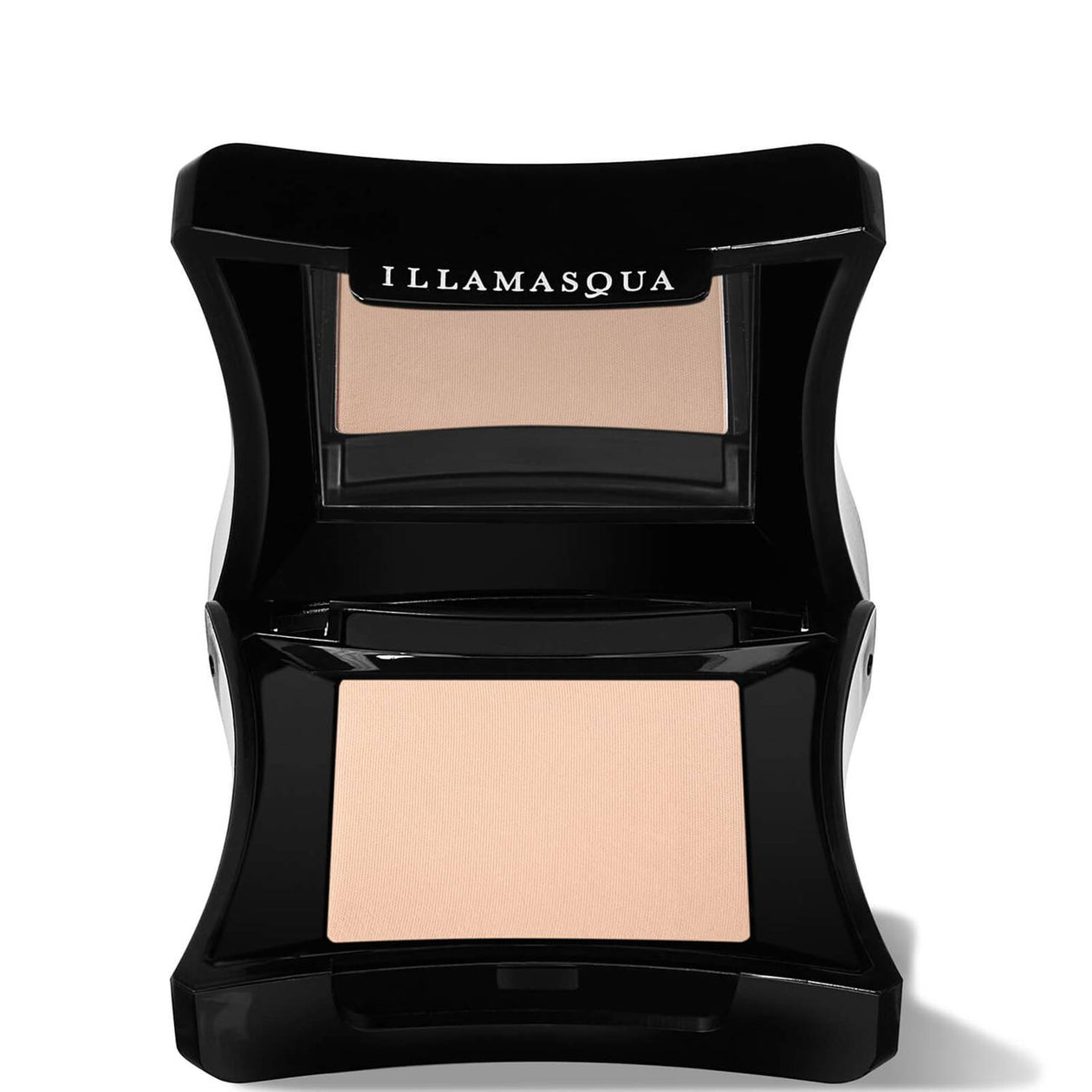 Illamasqua pressed powder compact opened to reveal medium tone velvet matte finish