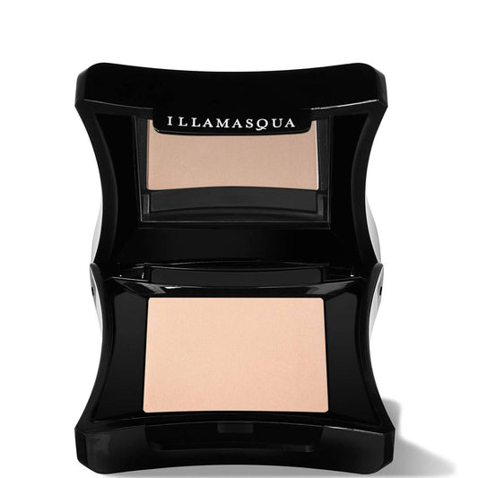 Illamasqua pressed powder compact opened to reveal medium tone velvet matte finish