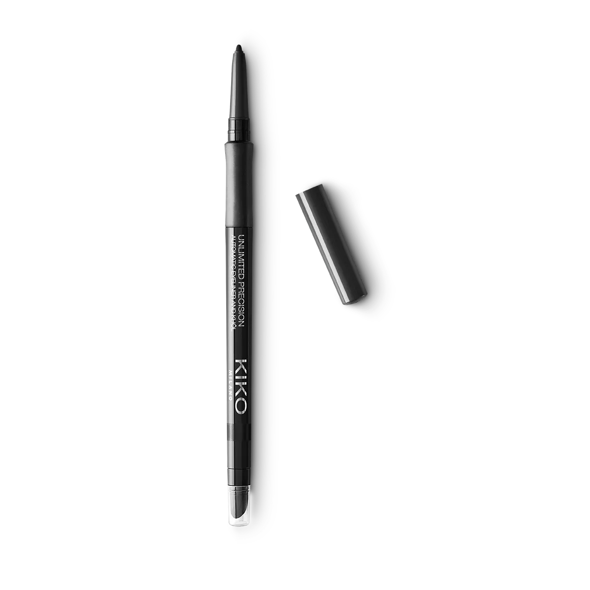 KIKO Milano Unlimited Precision Automatic Eyeliner And Khôl 0.35g - 16 Black, slim black automatic twist-up pencil with built-in blender tip