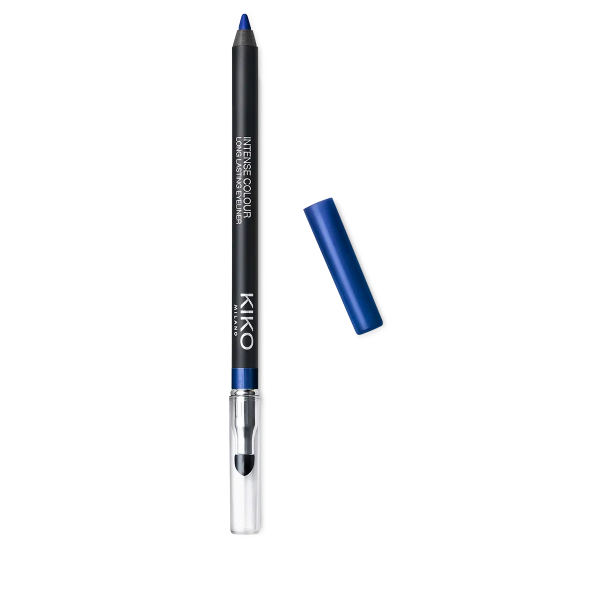 KIKO Milano Intense Colour Long Lasting Eyeliner - 14 Metallic Blue, slim pencil with blue colour tip and sponge blender at the end