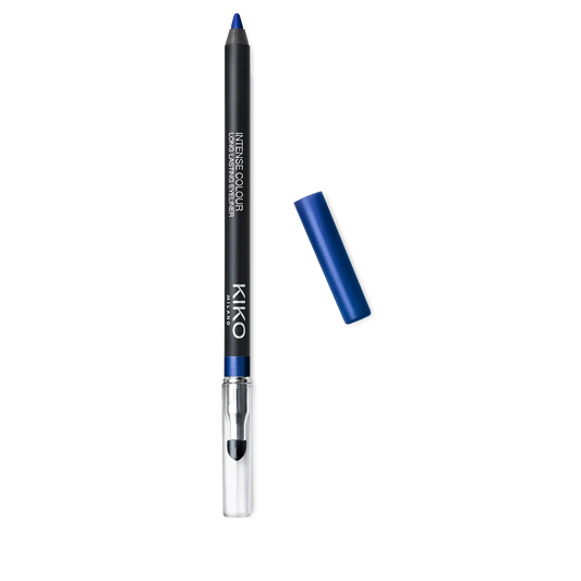KIKO Milano Intense Colour Long Lasting Eyeliner - 14 Metallic Blue, slim pencil with blue colour tip and sponge blender at the end
