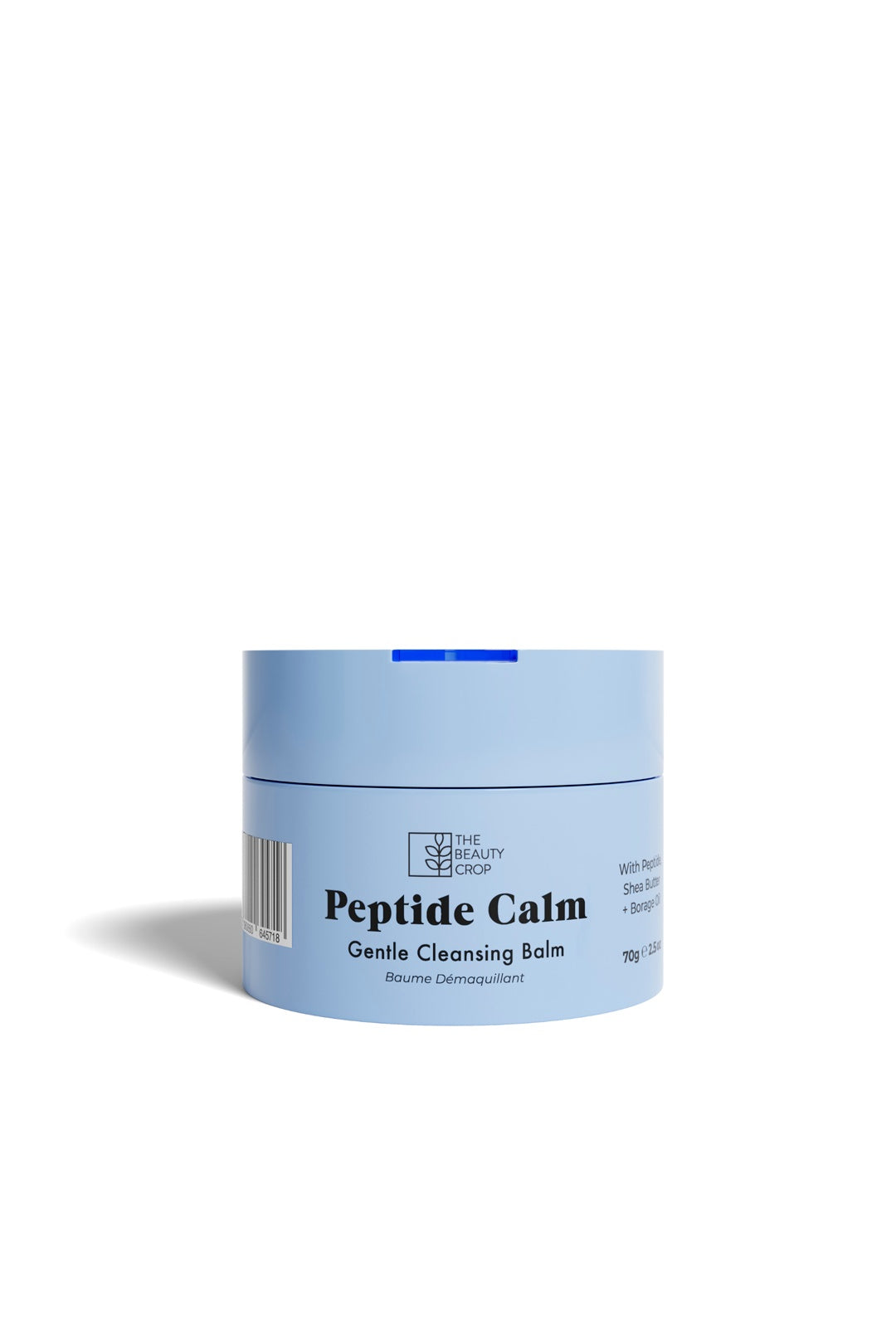 The Beauty Crop Peptide Cal 3-in-1 Cleansing Balm 70g in a teal jar.
