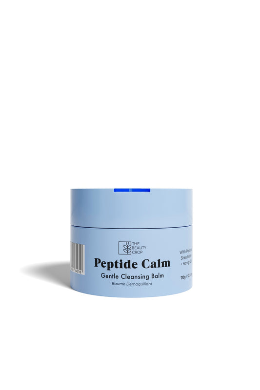 The Beauty Crop Peptide Cal 3-in-1 Cleansing Balm 70g in a teal jar.